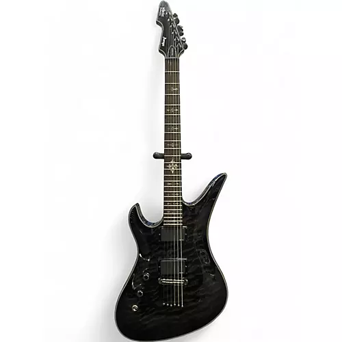 Used 2012 Schecter Guitar Research Damien Elite Avenger Left Handed Black Electric Guitar Black - musicians--Friend