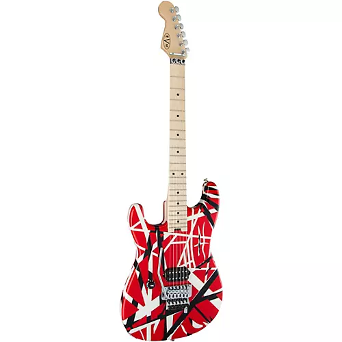 EVH Striped Series Left-Handed Electric Guitar Red, Black, and White Stripes - musicians--Friend