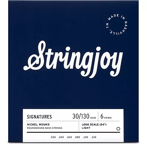 Stringjoy Signatures 6 String Long Scale Nickel Wound Bass Guitar Strings 30 - 130 - musicians--Friend