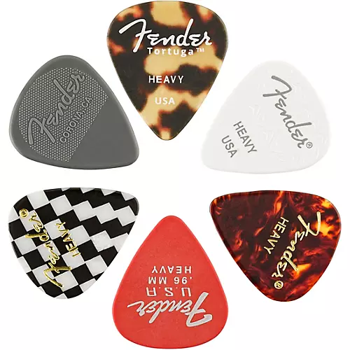 Fender 351 Shape Material Medley Guitar Picks (6-Pack) Medium 6 Pack - musicians--Friend