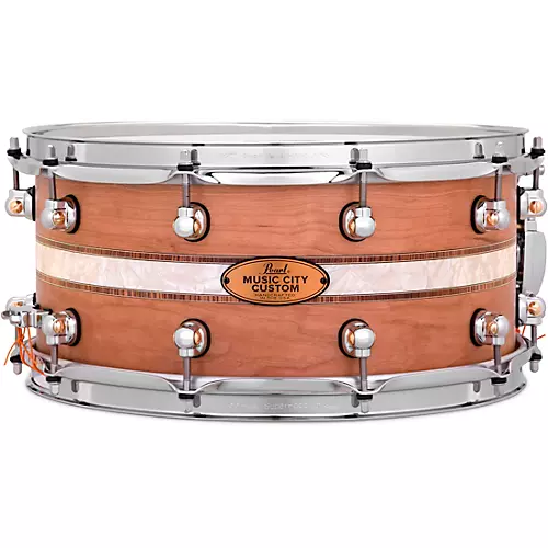 Pearl Music City Custom Solid Shell Snare Cherry with Kingwood Royal Inlay 14 x 6.5 in. - musicians--Friend