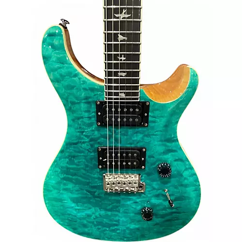 Used PRS SE Custom 24 Quilt Aqua Solid Body Electric Guitar Aqua - musicians--Friend