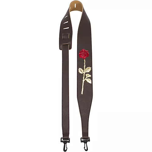 Perri's Garment Leather Banjo Strap With Embossed Rose Brown 2.5 in. - musicians--Friend