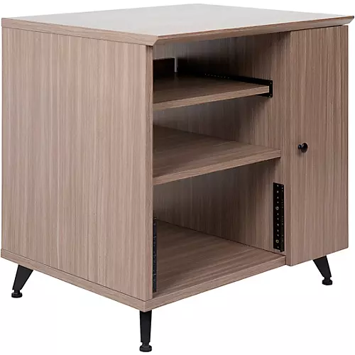 Gator GFW-ELITESIDECAR Elite Furniture Series Rolling Rack Sidecar Cabinet with Configurable Rack Space & Shelving Dark Walnut - musicians--Friend