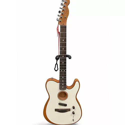 Used Fender Acoustasonic Player Telecaster white Acoustic Electric Guitar white - musicians--Friend