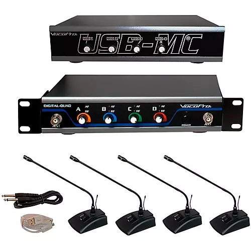 VocoPro USB-CONFERENCE-4 4-User Wireless Microphone/USB Interface Package, 902-927.2mHz - musicians--Friend