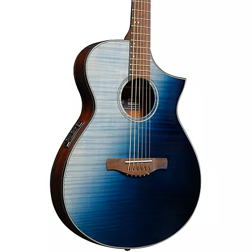 Ibanez AEWC32FM Thinline Acoustic-Electric Guitar Dark Green Sunset Fade - musicians--Friend
