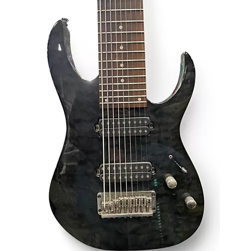 Used Ibanez RG9QM 9 String Black Solid Body Electric Guitar Black - musicians--Friend