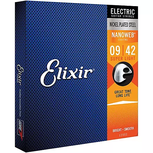 Elixir Electric Guitar Strings with NANOWEB Coating, Super Light (.009-.042) 2-Pack - musicians--Friend