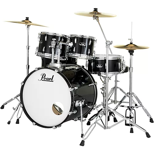 Open-Box Pearl Roadshow Complete 5-Piece Drum Set With Hardware and Cymbals Condition 1 - Mint Jet Black - musicians--Friend