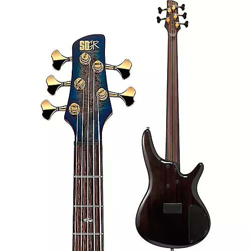 Ibanez Premium SR2605L Left-Handed 5-String Electric Bass Guitar Cerulean Blue Burst - musicians--Friend