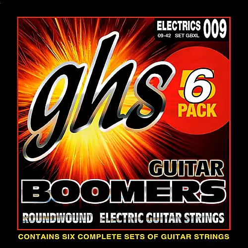 GHS Boomers GBXL Extra Light Electric Guitar Strings (9-42) 6-Pack - musicians--Friend