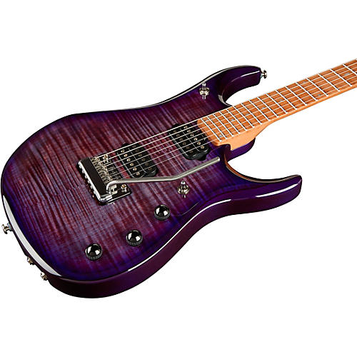 Ernie Ball Music Man JP15 Flamed Maple Top Electric Guitar Transparent Black - musicians--Friend