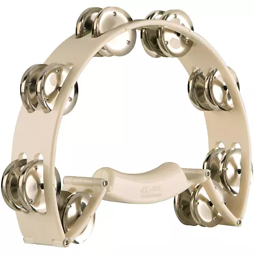 Sound Percussion Labs Baja Percussion Shape Shifter Tambourine With Double-Row Steel Jingles White - musicians--Friend