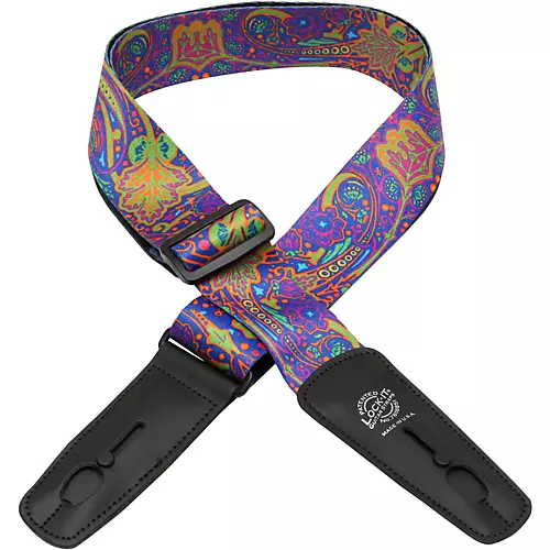 Lock-It Straps Bob Masse Rock Art Leather End Guitar Strap Red Thistles - musicians--Friend