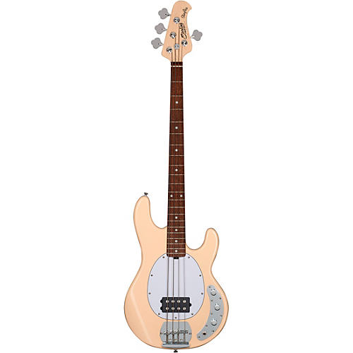 Sterling by Music Man StingRay Ray4 Electric Bass Guitar Pueblo Pink White Pickguard - musicians--Friend