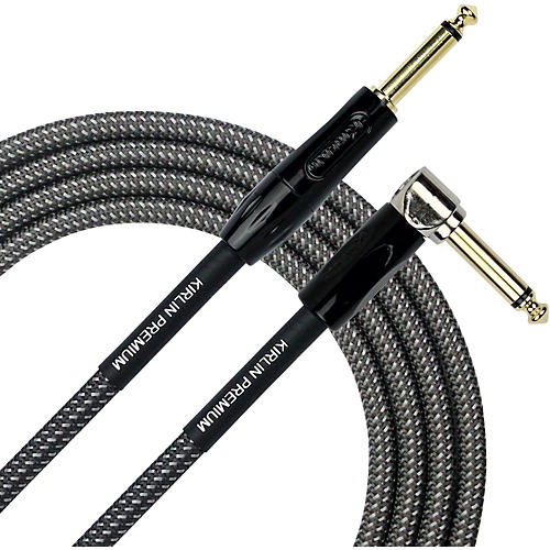 Kirlin Premium Plus Straight to Right Angle Instrument Cable, Carbon Gray Woven Jacket 20 ft. - musicians--Friend