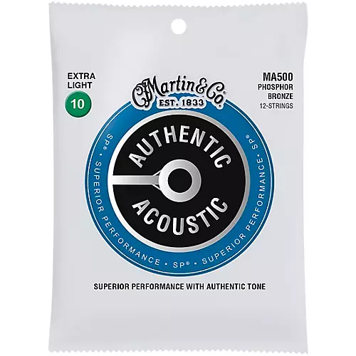 Martin MA500 SP 12-String Phosphor Bronze Extra-Light Authentic Acoustic Guitar Strings - musicians--Friend