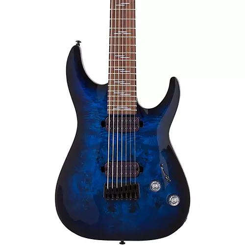 Schecter Guitar Research Omen Elite 7-String Electric Guitar See-Thru Blue Burst - musicians--Friend