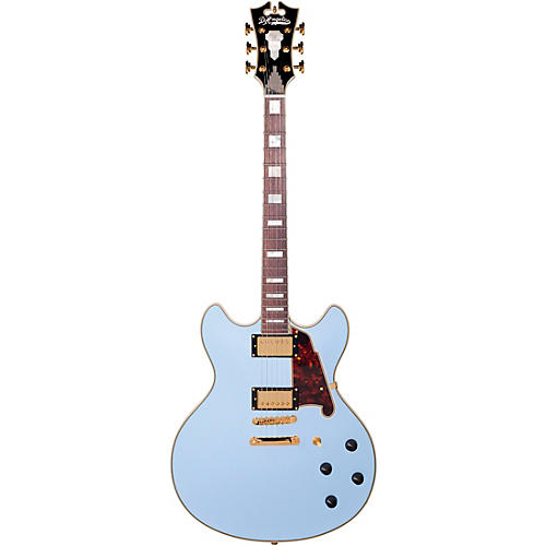 Open-Box D'Angelico Deluxe Series Limited Edition DC Non F-Hole Semi-Hollowbody Electric Guitar Condition 1 - Mint Matte Powder Blue Tortoise Pickguard - musicians--Friend