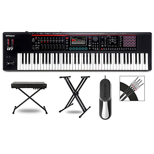 Roland FANTOM-07 Synthesizer With X-Stand, Sustain Pedal, Bench and Livewire Audio Cables - musicians--Friend