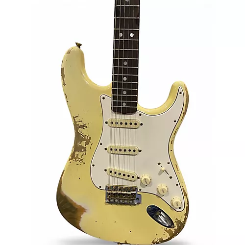 Used 2021 Fender CUSTOM SHOP 1967 STRATOCASTER HEAVY RELIC VINTAGE WHITE Solid Body Electric Guitar VINTAGE WHITE - musicians--Friend