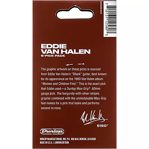 Dunlop EVH SHARK GUITAR MAX-GRIP PICKS .60 mm 24 Pack - musicians--Friend