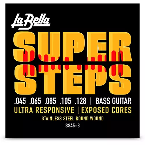 LaBella Super Steps Stainless Steel Exposed Cores 5-String Bass Strings Custom Light (40 - 128) - musicians--Friend