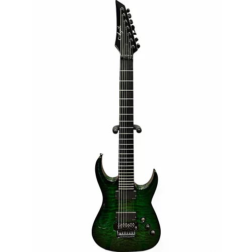 Used Agile Septor 727 Quilted Tribal Green Solid Body Electric Guitar Quilted Tribal Green - musicians--Friend