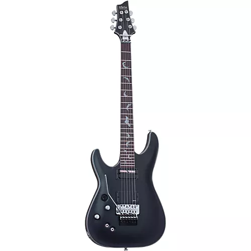 Schecter Guitar Research Damien Platinum 6 with Floyd Rose and Sustainiac Left-Handed Electric Guitar Satin Black - musicians--Friend