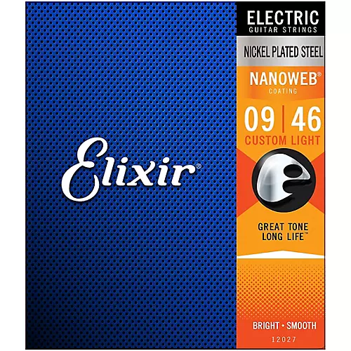 Elixir Electric Guitar Strings with NANOWEB Coating, Custom Light (.009-.046) - musicians--Friend
