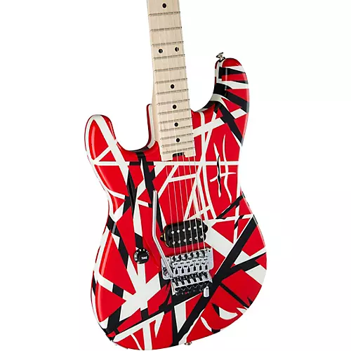 EVH Striped Series Left-Handed Electric Guitar Red, Black, and White Stripes - musicians--Friend