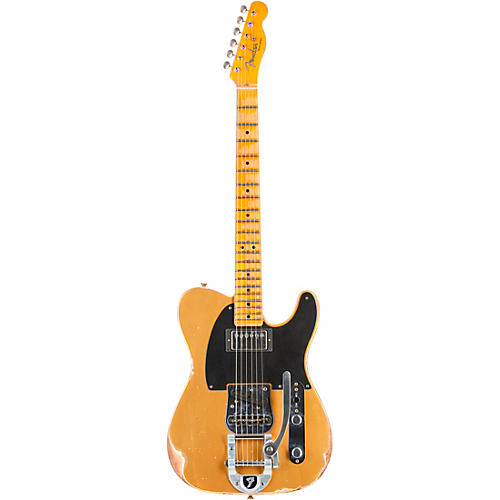 Fender Custom Shop '50s Vibra Telecaster Limited-Edition Heavy Relic Electric Guitar Aztec Gold - musicians--Friend