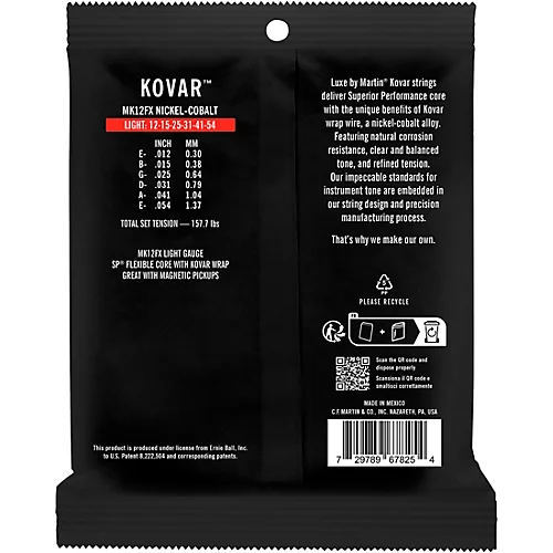 Martin Luxe by Martin Kovar Flexible Core Nickel Cobalt Acoustic Guitar Strings Light (12-54) - musicians--Friend