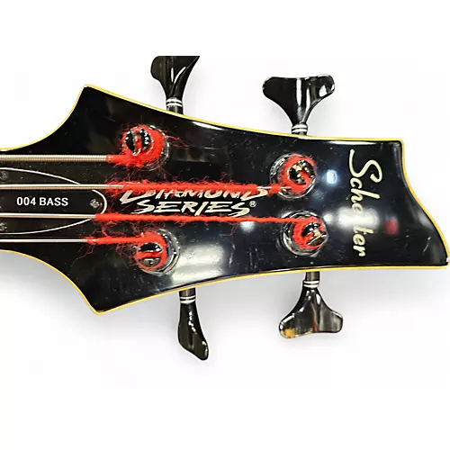 Used Schecter Guitar Research 004 diamond series Trans Red Electric Bass Guitar Trans Red - musicians--Friend