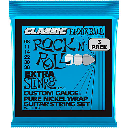 Ernie Ball Extra Slinky Classic Rock and Roll Electric Guitar Strings 3 Pack 8 - 38 - musicians--Friend