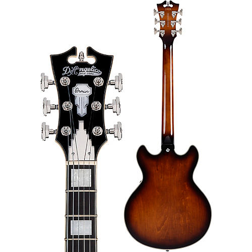 D'Angelico Premier Mini DC Semi-Hollow Electric Guitar With Stopbar Tailpiece Black Flake - musicians--Friend