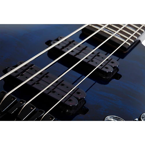 Schecter Guitar Research Omen Elite-4 4-String Electric Bass Guitar See-Thru Blue Burst - musicians--Friend