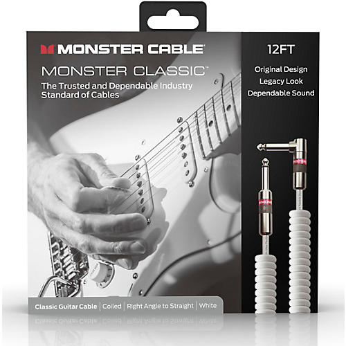 Monster Cable Prolink Classic Instrument Cable Coiled 12 ft. White - musicians--Friend