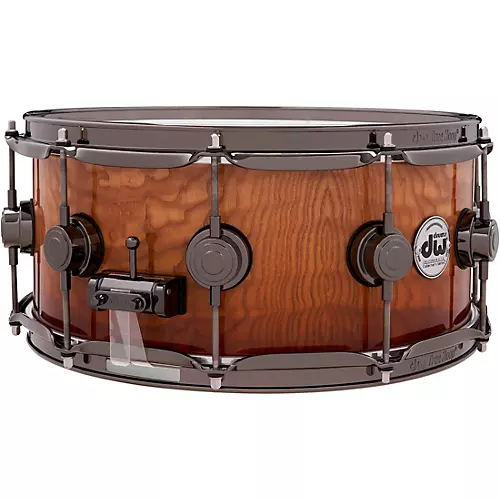 DW Collectors Series SSC Maple Exotic Snare Drum with Black Nickel Hardware 14 x 6 in. Burnt Toast Fade Over Tamo Ash - musicians--Friend
