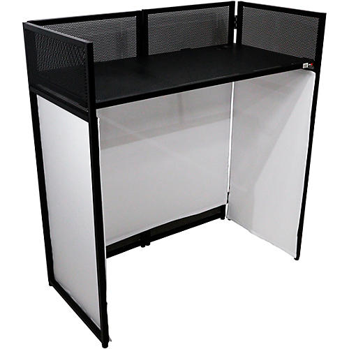 ProX XF-VISTABLMK2 Vista DJ Booth Facade Table Station With White and Black Scrim Kit and Padded Travel Bag - musicians--Friend