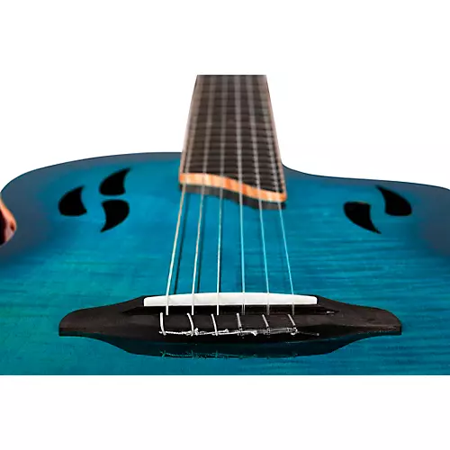 Ortega RTPDLX Flamed Maple Nylon-String Acoustic-Electric Guitar Blue Burst - musicians--Friend