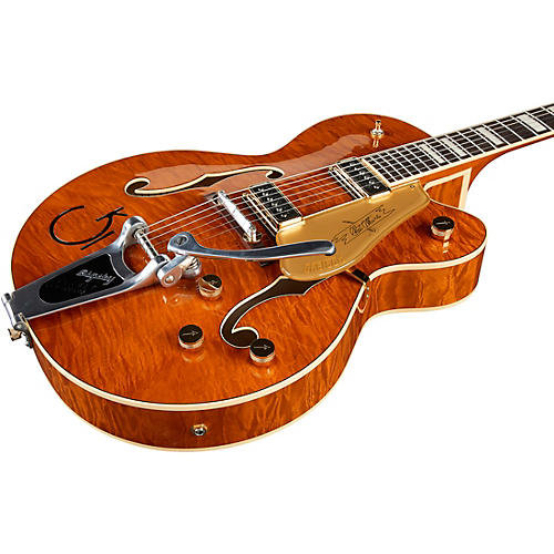 Gretsch Guitars G6120TGQM-56 Limited-Edition Quilt Classic Chet Atkins Hollowbody Electric Guitar Roundup Orange Stain - musicians--Friend