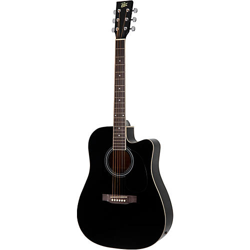 Rogue RA-110D-CE Dreadnought Cutaway Acoustic-Electric Guitar Black - musicians--Friend