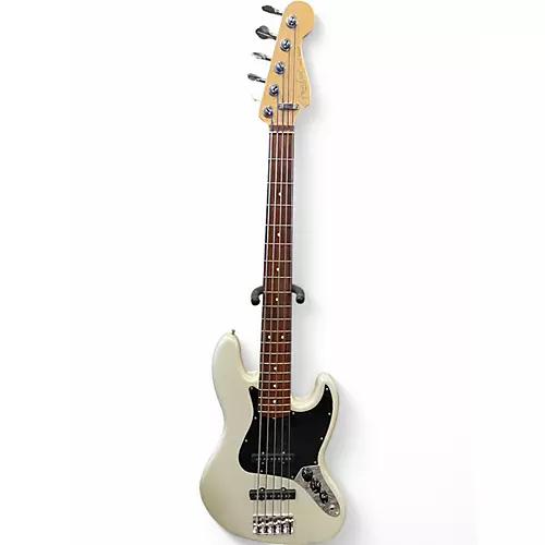 Used 2004 Fender American Standard Jazz Bass V Silver Electric Bass Guitar Silver - musicians--Friend