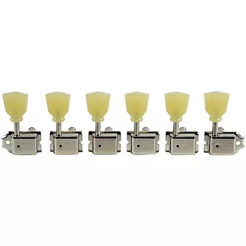 Kluson 6-In-Line Deluxe Series Pearl Single Ring Tuning Machines For Gibson Explorer Nickel - musicians--Friend