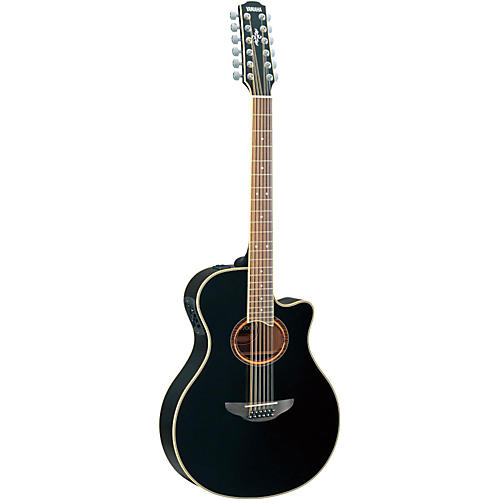 Yamaha APX700II-12 Thinline 12-String Cutaway Acoustic-Electric Guitar Black - musicians--Friend