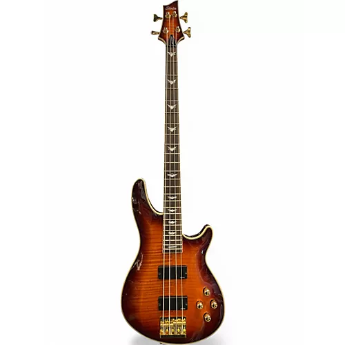 Used Schecter Guitar Research Omen Extreme 4 String Vintage Sunburst Electric Bass Guitar Vintage Sunburst - musicians--Friend