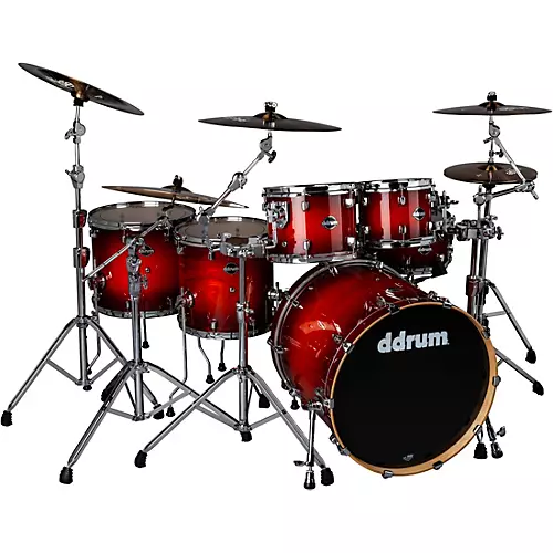 Ddrum Dominion Birch 6-Piece Shell Pack With Ash Veneer Trans Black - musicians--Friend