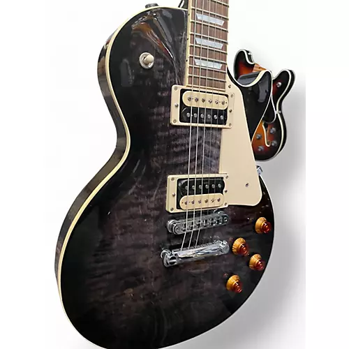 Used 2021 Gibson Les Paul Traditional Pro V Flame Top Ebony Burst Solid Body Electric Guitar Ebony Burst - musicians--Friend